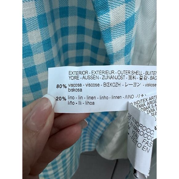 Zara Blazer Blue & White Gingham Blazer Bloggers Favorite Preppy Clueless Sz L - Picture 15 of 16